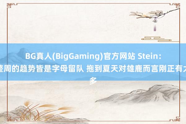 BG真人(BigGaming)官方网站 Stein：一整周的趋势皆是字母留队 拖到夏天对雄鹿而言刚正有太多