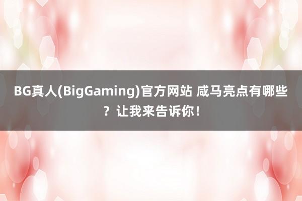 BG真人(BigGaming)官方网站 咸马亮点有哪些？让我来告诉你！