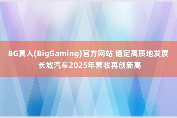BG真人(BigGaming)官方网站 锚定高质地发展 长城汽车2025年营收再创新高
