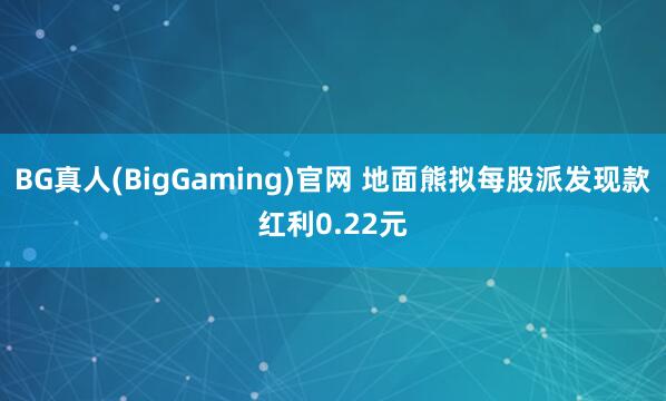 BG真人(BigGaming)官网 地面熊拟每股派发现款红利0.22元