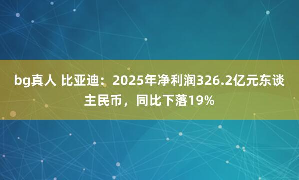 bg真人 比亚迪：2025年净利润326.2亿元东谈主民币，同比下落19%