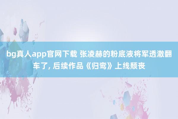 bg真人app官网下载 张凌赫的粉底液将军透澈翻车了， 后续作品《归鸾》上线颓丧