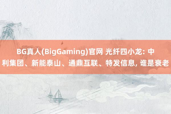 BG真人(BigGaming)官网 光纤四小龙: 中利集团、新能泰山、通鼎互联、特发信息， 谁是衰老