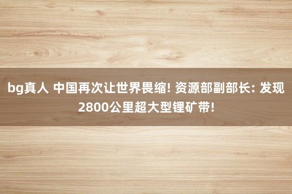 bg真人 中国再次让世界畏缩! 资源部副部长: 发现2800公里超大型锂矿带!
