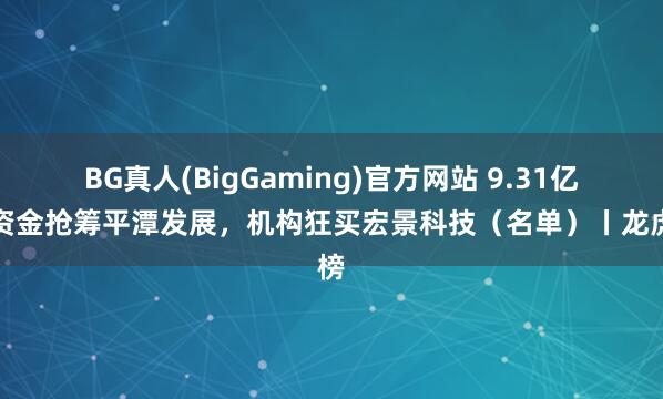 BG真人(BigGaming)官方网站 9.31亿元资金抢筹平潭发展，机构狂买宏景科技（名单）丨龙虎榜