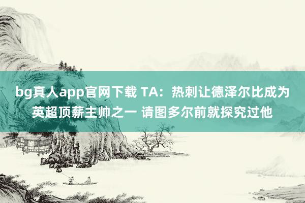 bg真人app官网下载 TA：热刺让德泽尔比成为英超顶薪主帅之一 请图多尔前就探究过他