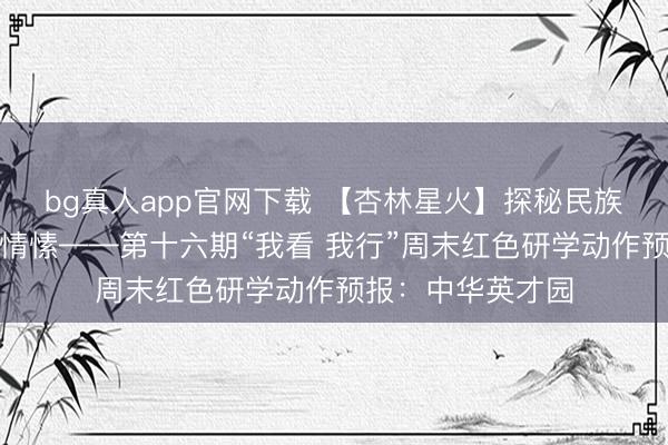bg真人app官网下载 【杏林星火】探秘民族风情，共铸中华情愫——第十六期“我看 我行”周末红色研学动作预报：中华英才园