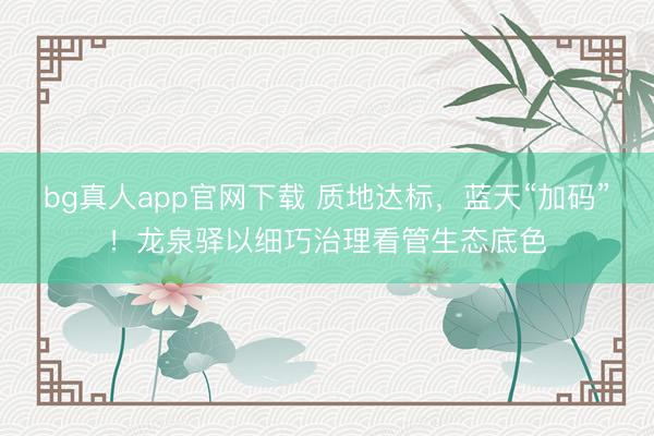bg真人app官网下载 质地达标，蓝天“加码”！龙泉驿以细巧治理看管生态底色