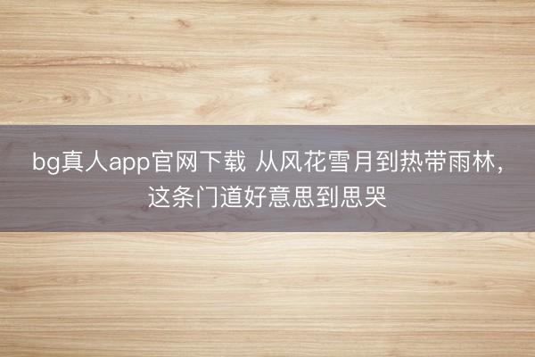 bg真人app官网下载 从风花雪月到热带雨林，这条门道好意思到思哭