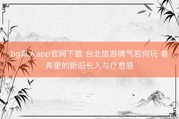 bg真人app官网下载 台北旅游脾气若何玩 巷弄里的新旧长入与疗愈感