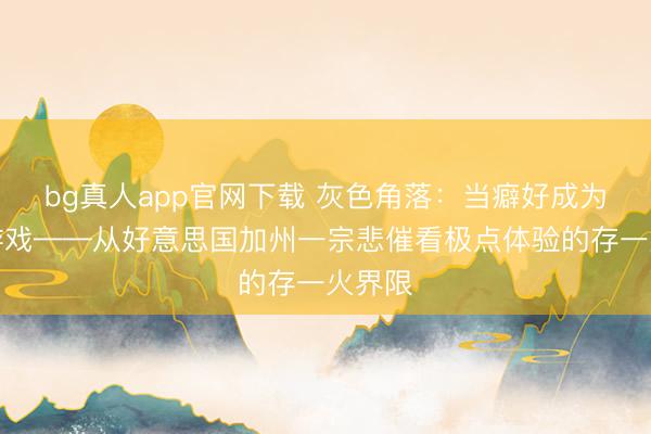bg真人app官网下载 灰色角落：当癖好成为致命游戏——从好意思国加州一宗悲催看极点体验的存一火界限