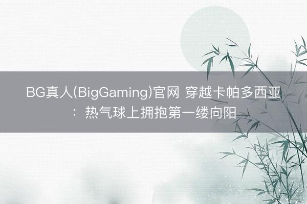 BG真人(BigGaming)官网 穿越卡帕多西亚:热气球上拥抱第一缕向阳