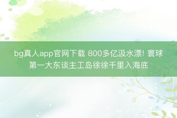 bg真人app官网下载 800多亿汲水漂! 寰球第一大东谈主工岛徐徐千里入海底