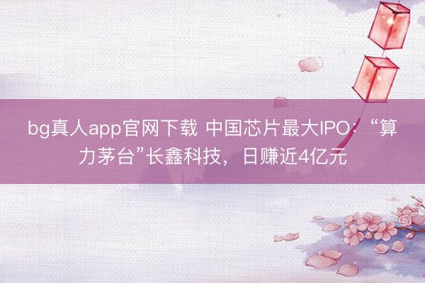 bg真人app官网下载 中国芯片最大IPO：“算力茅台”长鑫科技，日赚近4亿元